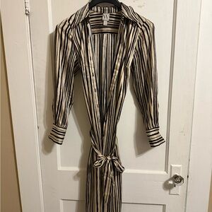 Striped Black and Cream Maxi Dress